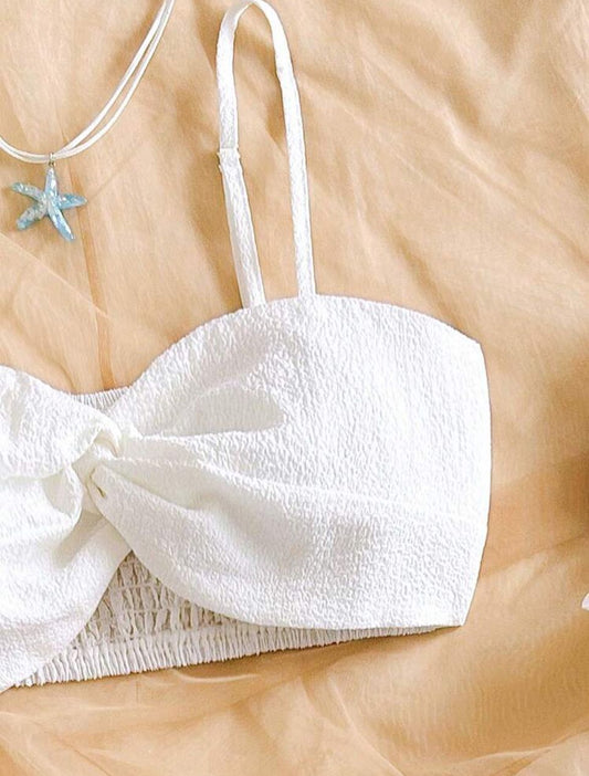 Set de 2 piezas para mujer: Top de tirantes con giro en la parte delantera y pantalones