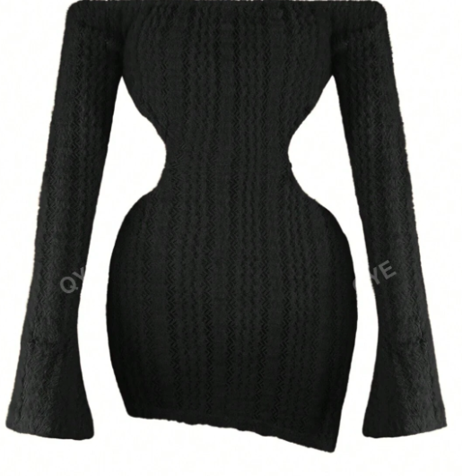 Vestido de moda para mujer con diseño calado y tela única